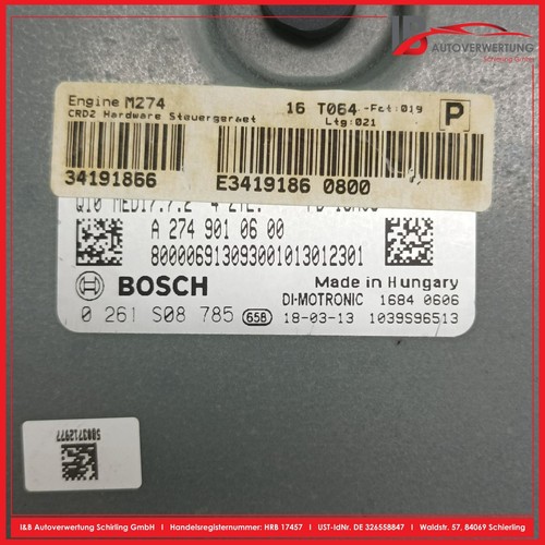 MERCEDES BENZ C CLASS W205 C180 ECU Engine SET A2749010600 BOSCH thumbnail 10
